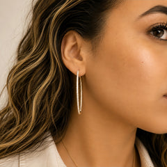 2-Inch Large Natural Diamond Inside-Out Hoop Earrings in 18K Yellow Gold