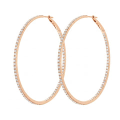 2-Inch Large Natural Diamond Inside-Out Hoop Earrings in 18K Yellow Gold