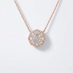 18K White Gold 0.78 Carat Natural Diamond Scalloped Floral Pendant Necklace (12.1mm)