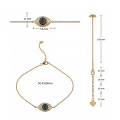 Solid 18K Rose Gold Mini Domed Evil Eye Bracelet