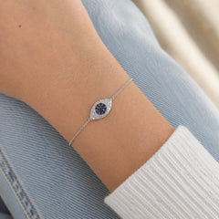 Solid 18K Rose Gold Mini Domed Evil Eye Bracelet