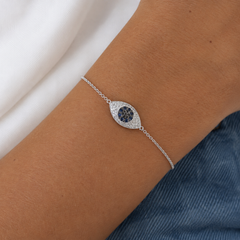 Solid 18K Rose Gold Mini Domed Evil Eye Bracelet