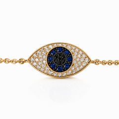 Solid 18K Rose Gold Mini Domed Evil Eye Bracelet