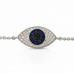 Solid 18K Rose Gold Mini Domed Evil Eye Bracelet