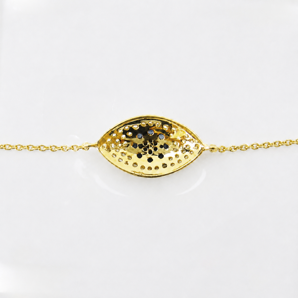 Dainty Solid 18K Yellow Gold Mini Evil Eye Diamond & Sapphire Chain Bracelet