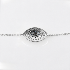 18K White Gold Dainty Domed Evil Eye Diamond & Sapphire Bracelet