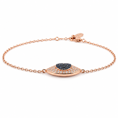 Solid 18K Rose Gold Mini Domed Evil Eye Bracelet