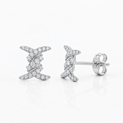 14K Gold Cable Twist "X" Diamond Stud Earrings (0.15 ctw)
