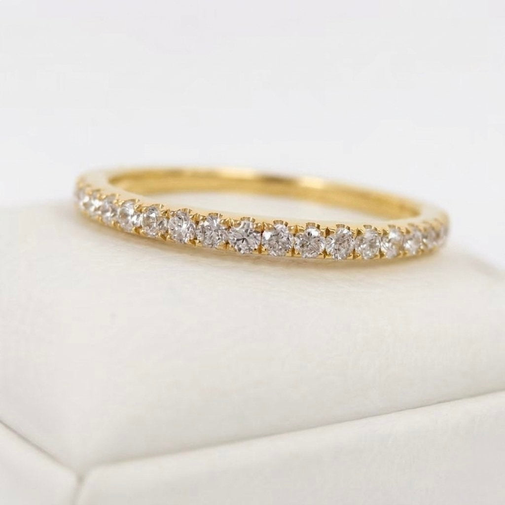 18K Solid Gold Micro-Pave Diamond Full Eternity Band (0.45 - 0.50 ctw)