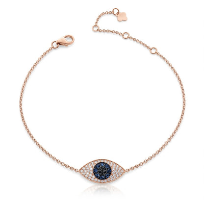 Solid 18K Rose Gold Mini Domed Evil Eye Bracelet