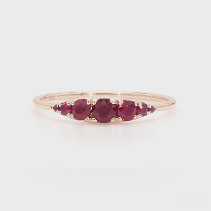 The Arc Luxe 14K Gold 7-Stone Graduated Ruby Ring