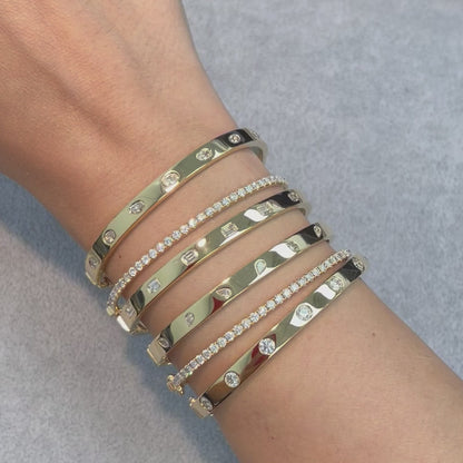 18K Gold Marquise Diamond Flush-Set Hinge Bangle (1.21 ct TW)