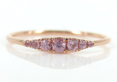 Seven Stones Graduated Light Pink Sapphire Ring - 18K Rose Gold