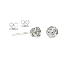 14K White Gold Round-Cut Solitaire Diamond Stud Earrings - 0.22 ctw