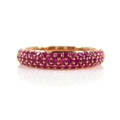 Micro Pavé Ruby 3 Row Dome Eternity Band - 18K Rose Gold