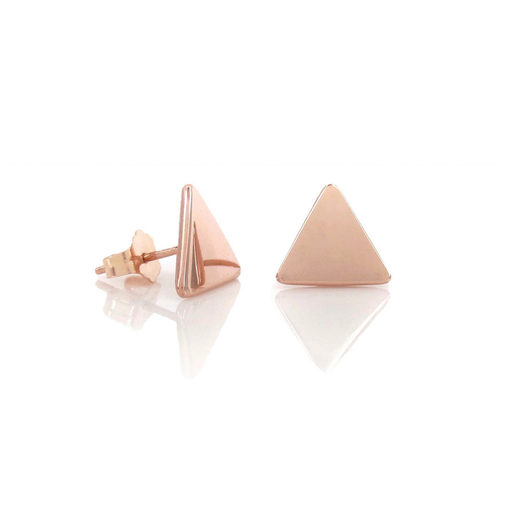 14E00397. - 14 Karat Yellow Gold Triangle Screw Back Earrings