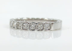 2.8mm Half-set Square Bezel Box Band round Diamonds - Wedding Band