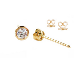 14K Yellow Gold Round-Cut Solitaire Diamond Stud Earrings - 0.22 ctw