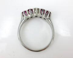 Antique Victorian Ruby and Diamond Five Stone Ring