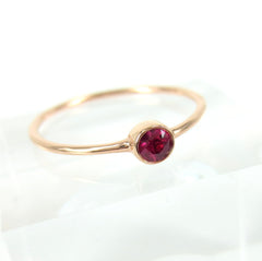 0.14 cts Bezel-Set Solitaire Ruby Ring - 18K Rose Gold