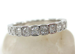 2.8mm Half-set Square Bezel Box Band round Diamonds - Wedding Band