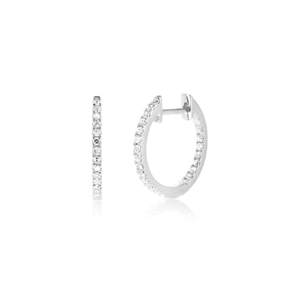14mm Natural Diamond Inside-Out Huggie Hoop Earrings | Solid 18K Gold | Black Ruthenium Finish