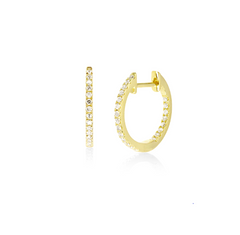 14mm  Inside Out Diamond Diamond Huggie Earrings /18K Gold