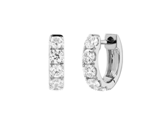 Petite 18K White Gold Natural Diamond Huggie Earrings