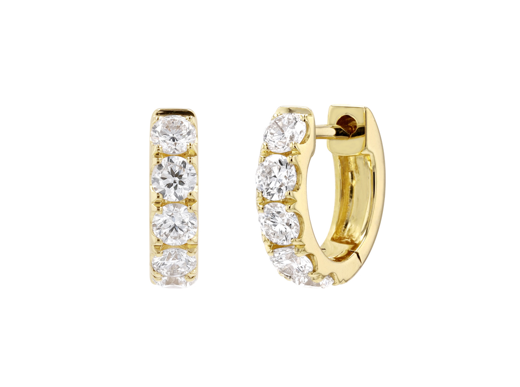 Petite 18K Gold Natural Diamond Huggie Earrings