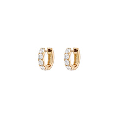 10mm 18K Rose Gold Natural Diamond Huggie Earrings