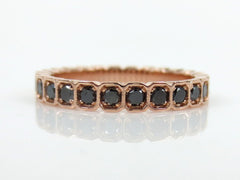 2.8mm Half-set Square Bezel Box Black Diamond Band - Wedding Band