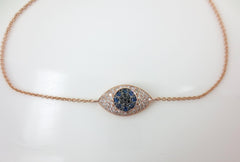 Diamond Against Evil Eye Bracelet in Solid 18k Rose Gold