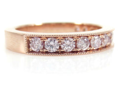 Natural Pink Diamond  Half-eternity Band - Milgrain Edges -  18K Rose Gold