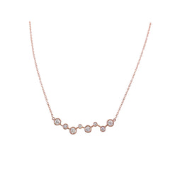 14K Rose Gold constellation of round bezel set diamonds Necklace