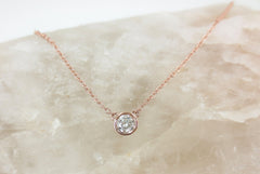 0.15cts Round Diamond Solitaire Bezel Set Pendant Necklace