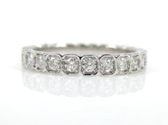 2.8mm Half-set Square Bezel Box Band round Diamonds - Wedding Band