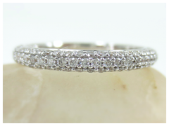 Three Row Micropavé Diamond dome Eternity Wedding Band - 18K White Gold