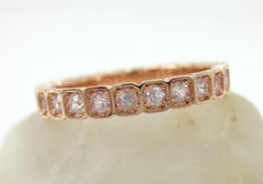 2.8mm Half-set Square Bezel Box Light Pink Sapphire Band - Wedding Band