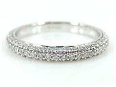 Three Row Micropavé Diamond dome Eternity Wedding Band - 18K White Gold