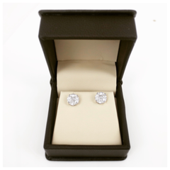 7.5mm Cluster Diamond Studs - 18K Whte Gold