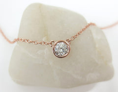 0.15cts Round Diamond Solitaire Bezel Set Pendant Necklace
