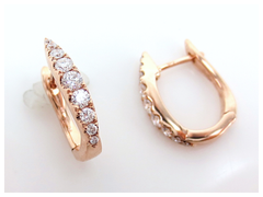 18K Rose Gold Diamond Huggie Hoop Earrings