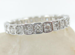 2.8mm Square Bezel Box round brilliant Diamond Eternity Band - Wedding Band