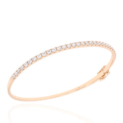 18K Rose Gold Natural Diamond Hinged Bangle Bracelet