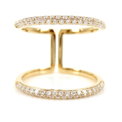 Micro pavé Diamond Double Row dome Band Ring - 18K  White Gold