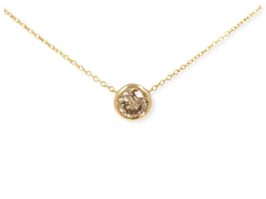 Bezel Set Champagne Diamond Solitaire Pendant - 0.75 ct