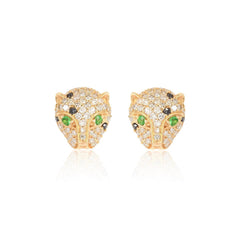 Diamonds & Tsavorite Panther Stud Earrings
