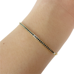 Black Diamond Bar Bracelet set in 18K Yellow Gold.