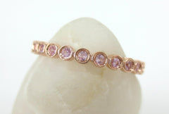 18K Rose Gold Bezel Set Round Light Pink Sapphire Eternity Band - 2.2mm