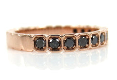2.8mm Half-set Square Bezel Box Black Diamond Band - Wedding Band